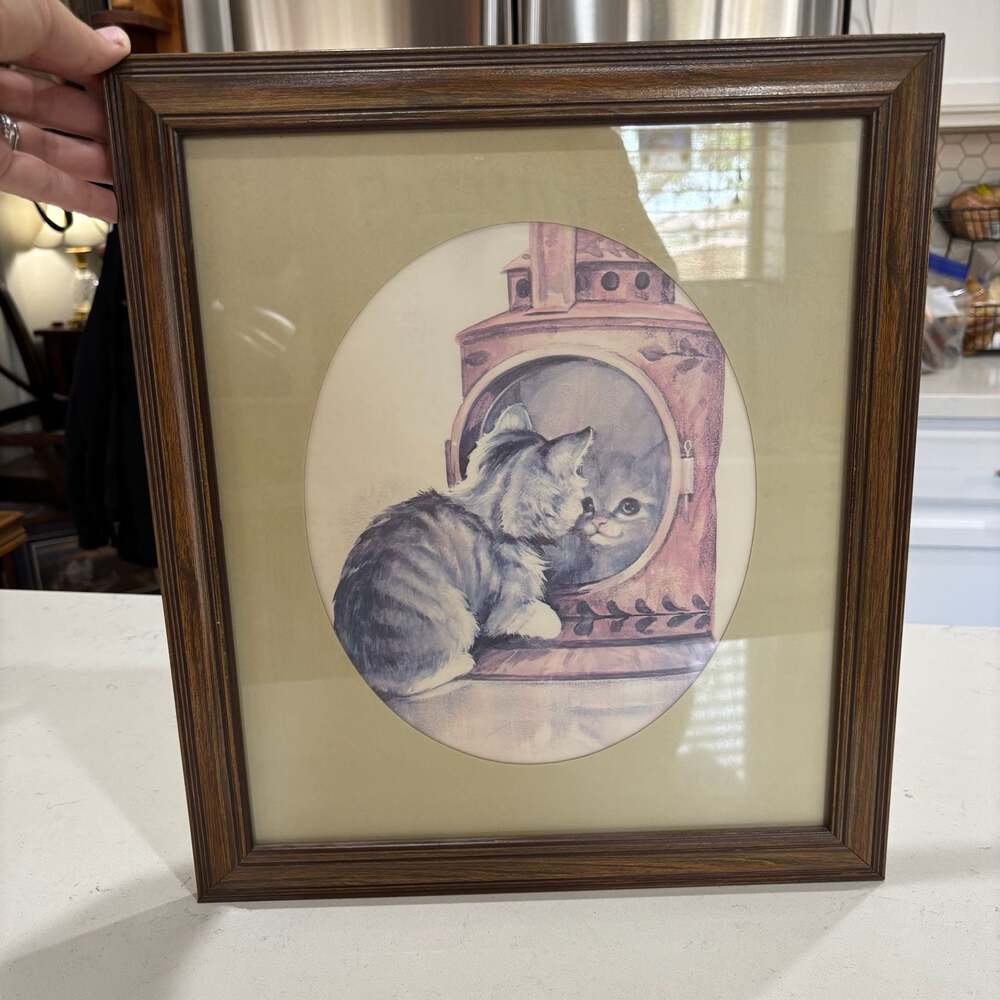 Vintage Framed Cat Print, Style 4533-1 Edward Art Products